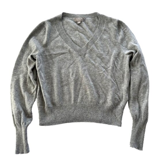 J Crew Women's M Cashmere Grey V-neck Sweater Classic Sustainable - Picture 1 of 8